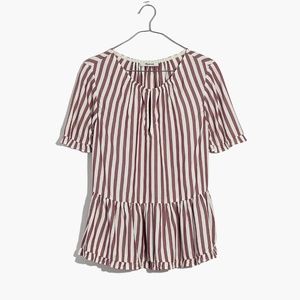 Madewell Stanza Ruffle-Hem Top in Stripe